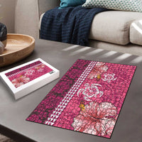 Pink Hibiscus Turle Puzzle Hawaiian Style Tribal Tapa Pattern - Polynesian Pride