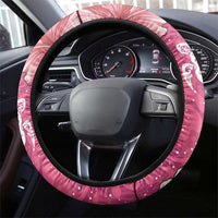 Pink Hibiscus Turle Steering Wheel Cover Hawaiian Style Tribal Tapa Pattern