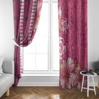 Pink Hibiscus Turle Window Curtain Hawaiian Style Tribal Tapa Pattern