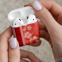 Red Hibiscus Turle AirPods Case Hawaiian Style Tribal Tapa Pattern LT9 - Polynesian Pride