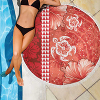 Red Hibiscus Turle Beach Blanket Hawaiian Style Tribal Tapa Pattern
