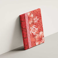 Red Hibiscus Turle Canvas Wall Art Hawaiian Style Tribal Tapa Pattern