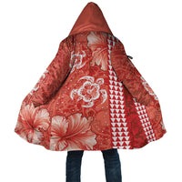 Red Hibiscus Turle Cloak Hawaiian Style Tribal Tapa Pattern - Polynesian Pride