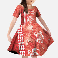 Red Hibiscus Turle Family Matching Mermaid Dress and Hawaiian Shirt Hawaiian Style Tribal Tapa Pattern