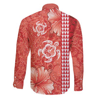 Red Hibiscus Turle Family Matching Puletasi and Hawaiian Shirt Hawaiian Style Tribal Tapa Pattern