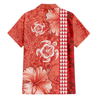 Red Hibiscus Turle Hawaiian Shirt Hawaiian Style Tribal Tapa Pattern