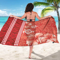 Red Hibiscus Turle Sarong Hawaiian Style Tribal Tapa Pattern