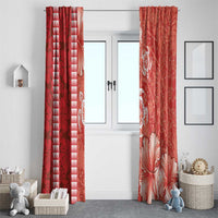 Red Hibiscus Turle Window Curtain Hawaiian Style Tribal Tapa Pattern