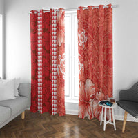 Red Hibiscus Turle Window Curtain Hawaiian Style Tribal Tapa Pattern