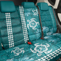 Teal Hibiscus Turle Back Car Seat Cover Hawaiian Style Tribal Tapa Pattern