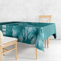Teal Hibiscus Turle Tablecloth Hawaiian Style Tribal Tapa Pattern