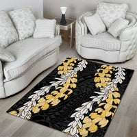 Puakenikeni and Maile Lei Area Rug Black Double Strand Lei