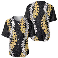 Puakenikeni and Maile Lei Baseball Jersey Black Double Strand Lei