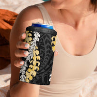Puakenikeni and Maile Lei 4 in 1 Can Cooler Tumbler Black Double Strand Lei LT9 - Polynesian Pride