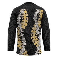 Puakenikeni and Maile Lei Hockey Jersey Black Double Strand Lei LT9 - Polynesian Pride