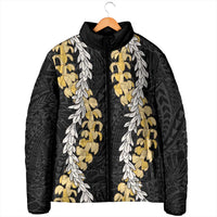 Puakenikeni and Maile Lei Padded Jacket Black Double Strand Lei LT9 - Polynesian Pride