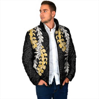 Puakenikeni and Maile Lei Padded Jacket Black Double Strand Lei LT9 - Polynesian Pride