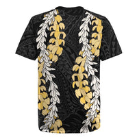 Puakenikeni and Maile Lei Rugby Jersey Black Double Strand Lei