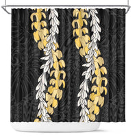 Puakenikeni and Maile Lei Shower Curtain Black Double Strand Lei