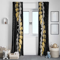 Puakenikeni and Maile Lei Window Curtain Black Double Strand Lei