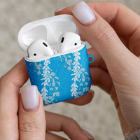 Puakenikeni and Maile Lei AirPods Case Blue Double Strand Lei LT9 - Polynesian Pride