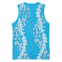 Puakenikeni and Maile Lei Basketball Jersey Blue Double Strand Lei LT9 - Polynesian Pride