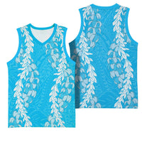 Puakenikeni and Maile Lei Basketball Jersey Blue Double Strand Lei LT9 - Polynesian Pride