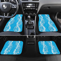 Puakenikeni and Maile Lei Car Mats Blue Double Strand Lei LT9 Set 4pcs Blue - Polynesian Pride