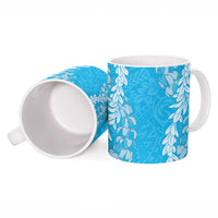 Puakenikeni and Maile Lei Ceramic Mug Blue Double Strand Lei - Polynesian Pride
