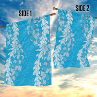 Puakenikeni and Maile Lei Garden Flag Blue Double Strand Lei