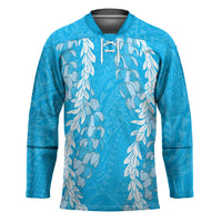 Puakenikeni and Maile Lei Hockey Jersey Blue Double Strand Lei LT9 Unisex Blue - Polynesian Pride
