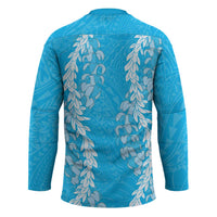 Puakenikeni and Maile Lei Hockey Jersey Blue Double Strand Lei LT9 - Polynesian Pride