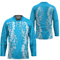 Puakenikeni and Maile Lei Hockey Jersey Blue Double Strand Lei LT9 - Polynesian Pride