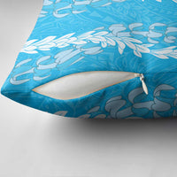 Puakenikeni and Maile Lei Pillow Cover Blue Double Strand Lei - Polynesian Pride