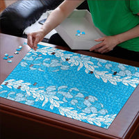 Puakenikeni and Maile Lei Puzzle Blue Double Strand Lei LT9 - Polynesian Pride
