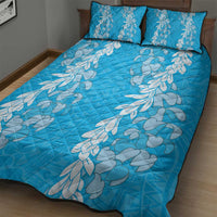 Puakenikeni and Maile Lei Quilt Bed Set Blue Double Strand Lei LT9 - Polynesian Pride