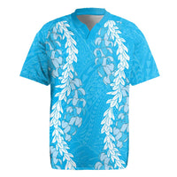 Puakenikeni and Maile Lei Rugby Jersey Blue Double Strand Lei