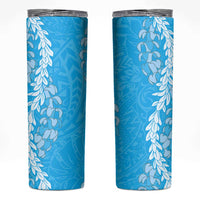 Puakenikeni and Maile Lei Skinny Tumbler Blue Double Strand Lei