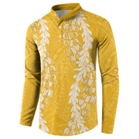 Puakenikeni and Maile Lei Button Sweatshirt Gold Double Strand Lei LT9 - Polynesian Pride