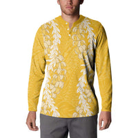 Puakenikeni and Maile Lei Button Sweatshirt Gold Double Strand Lei LT9 - Polynesian Pride