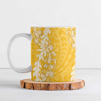 Puakenikeni and Maile Lei Ceramic Mug Gold Double Strand Lei LT9 Gold - Polynesian Pride
