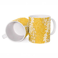 Puakenikeni and Maile Lei Ceramic Mug Gold Double Strand Lei LT9 - Polynesian Pride