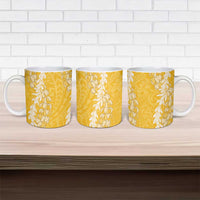 Puakenikeni and Maile Lei Ceramic Mug Gold Double Strand Lei LT9 - Polynesian Pride