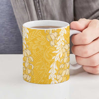 Puakenikeni and Maile Lei Ceramic Mug Gold Double Strand Lei LT9 - Polynesian Pride