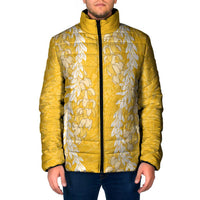 Puakenikeni and Maile Lei Padded Jacket Gold Double Strand Lei LT9 Men Gold - Polynesian Pride