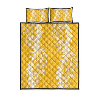 Puakenikeni and Maile Lei Quilt Bed Set Gold Double Strand Lei LT9 - Polynesian Pride