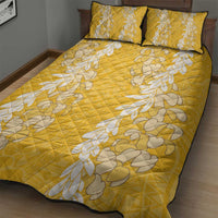Puakenikeni and Maile Lei Quilt Bed Set Gold Double Strand Lei LT9 - Polynesian Pride