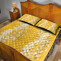 Puakenikeni and Maile Lei Quilt Bed Set Gold Double Strand Lei LT9 - Polynesian Pride