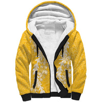 Puakenikeni and Maile Lei Sherpa Hoodie Gold Double Strand Lei LT9 Unisex Gold - Polynesian Pride