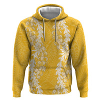 Puakenikeni and Maile Lei Zip Hoodie Gold Double Strand Lei